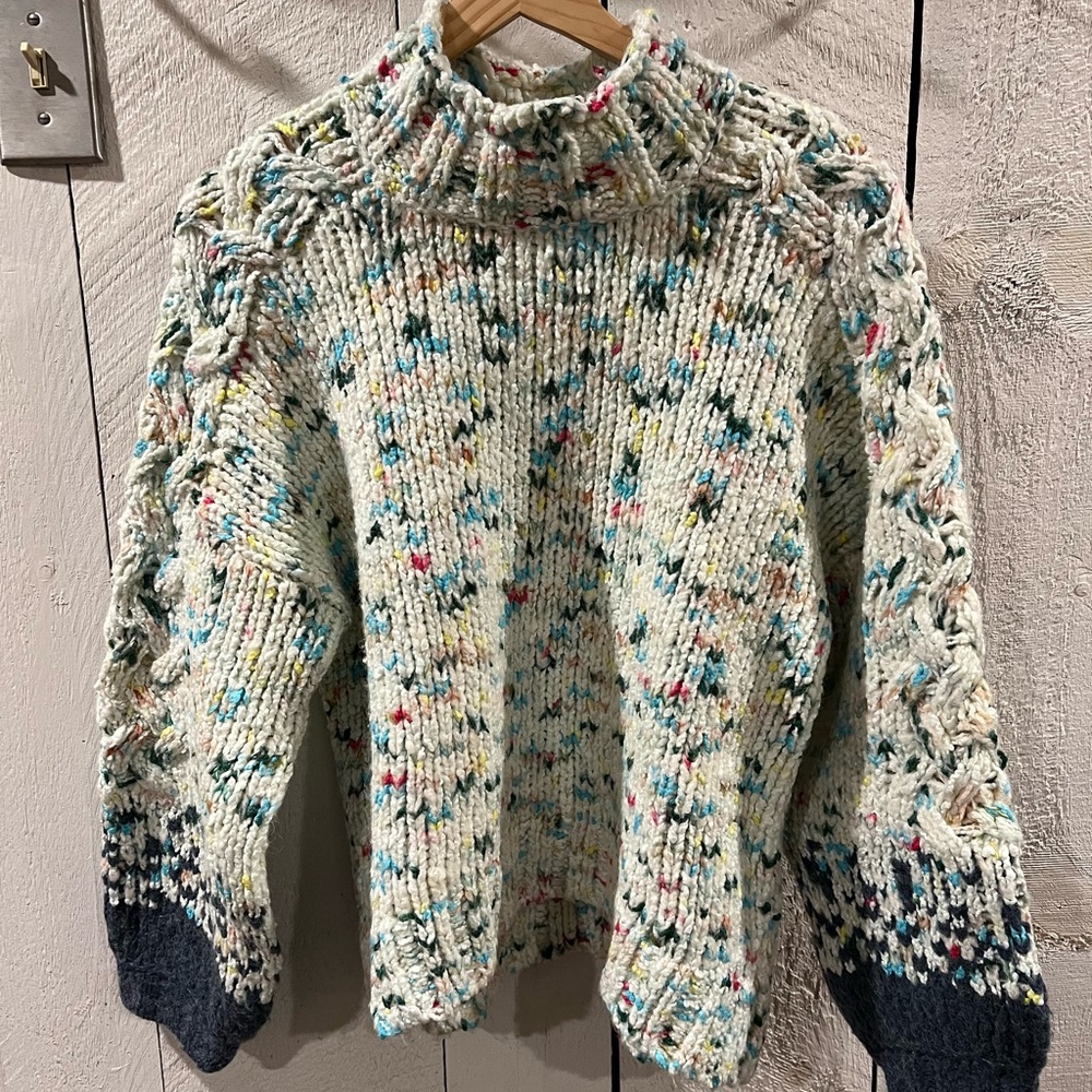 Anthro Multicolored Alpaca Chunky Sweater
